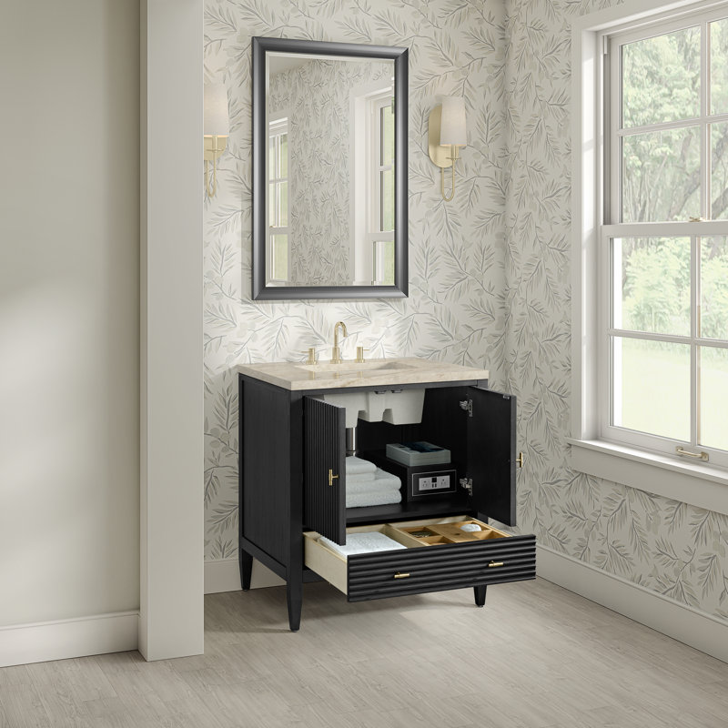 Myrrin 30" W Single Vanity, Tajnar Eclos, Carbon Oak, 8" Widespread