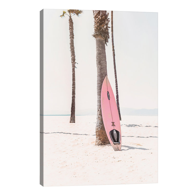Pink Surf Board - Wrapped Canvas Print, 101.6 cm H x 66.04 cm W x 3.175 cm D