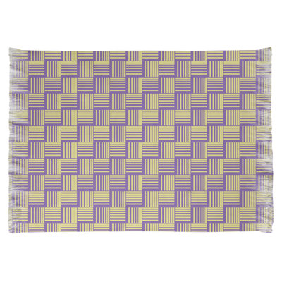 Tapis mauve/jaune basketweave rayures