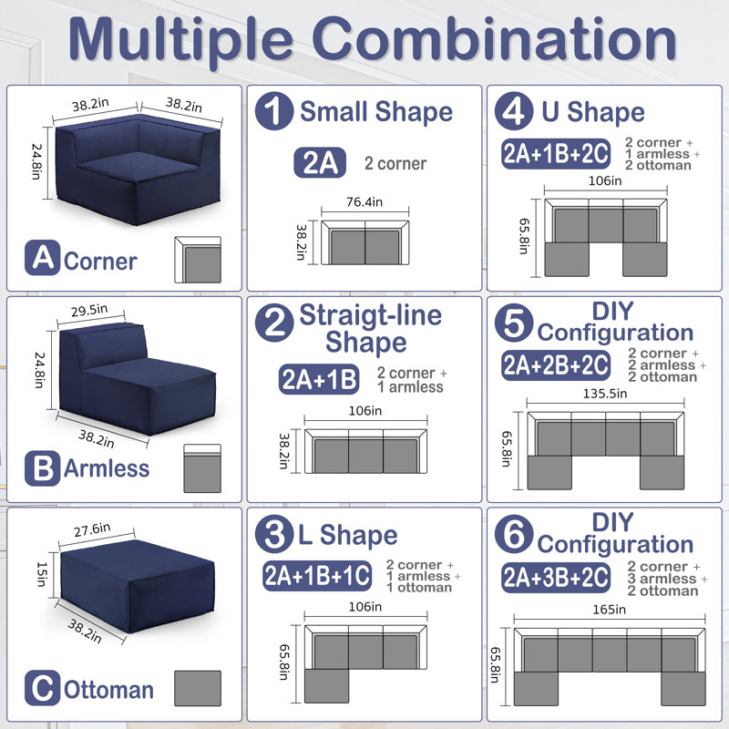 Canapé modulaire Comfy Cloud, Blue