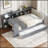 Wood Twin Size Platform Bed With Storage Shelves, Trundle, Charging Station And Upholstered Headboard, Gray-1082437247-1082437216