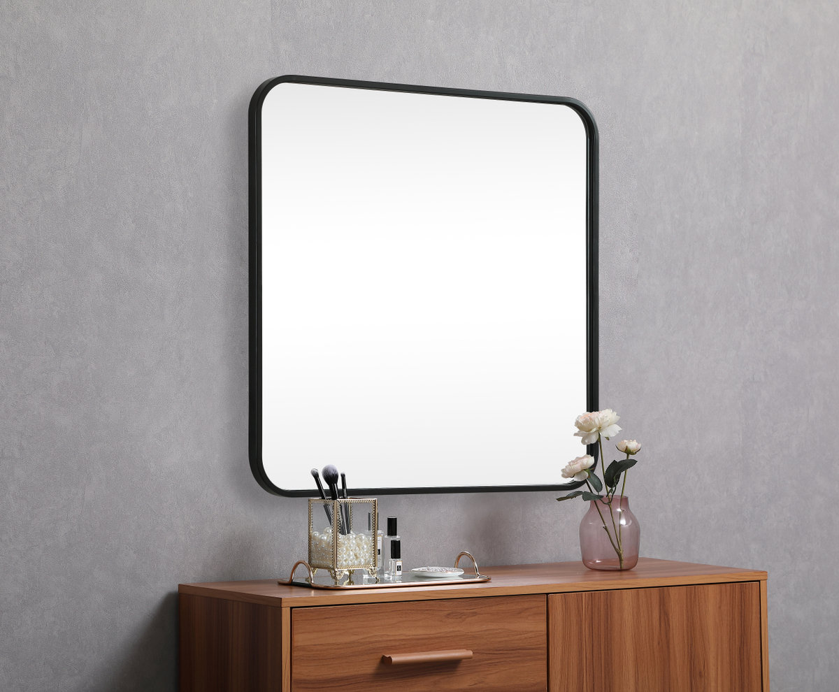 Wall Mirror, Black, 24"  x 24" 