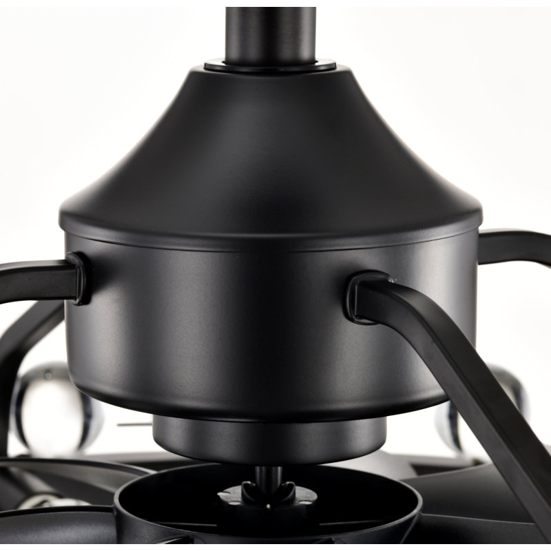 Jackeline 20.8'' 7 - Blade Crystal Ceiling Fan with Remote and Light Kit, Matte Black