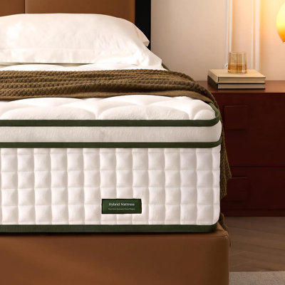 Queen Hybrid Mattress 12 inch Medium Firm for Back Pain Relief, 7-Zone Ergonomic Support, Motion Isolation, Cooling Touch, Fiberglass Free, Mattress in a Box