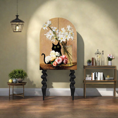 American home high legs double door decor cabinet