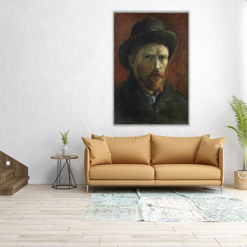 Autoportrait avec chapeau de feutre foncé, 1886 - reproduction d'art sur toile, H 30 po x l 20 po