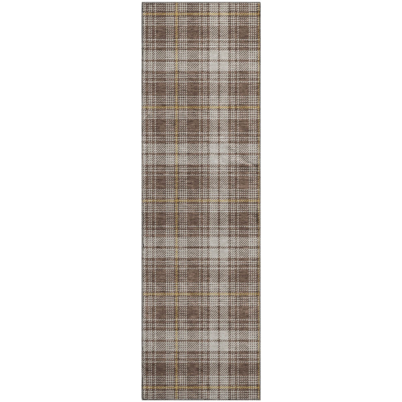 Premium Machine Washable Natoma AMF993 Plaid Rug, Tapis de couloir 2 pi 3 po x 7 pi 6 po