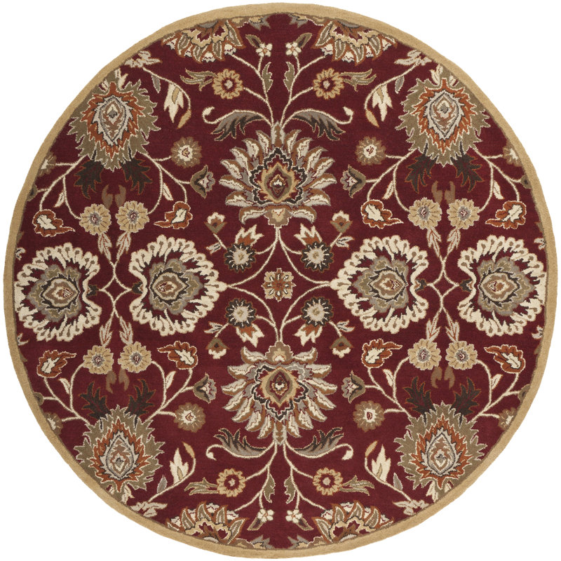 Arden Handmade Wool Burgundy Rug, Round 8'