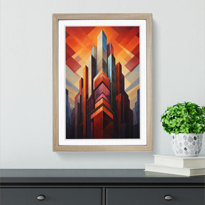 Skyscraper Geometric - Single Picture Frame Print on Wood