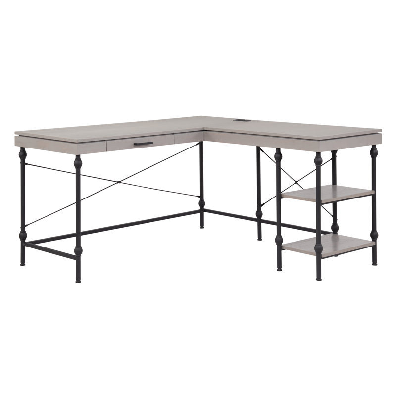 Monier 59" W L-Shaped Desk, Antique Gray