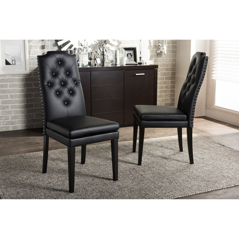 Chaise parsons capitonnée et capitonnée en blanc, Noir