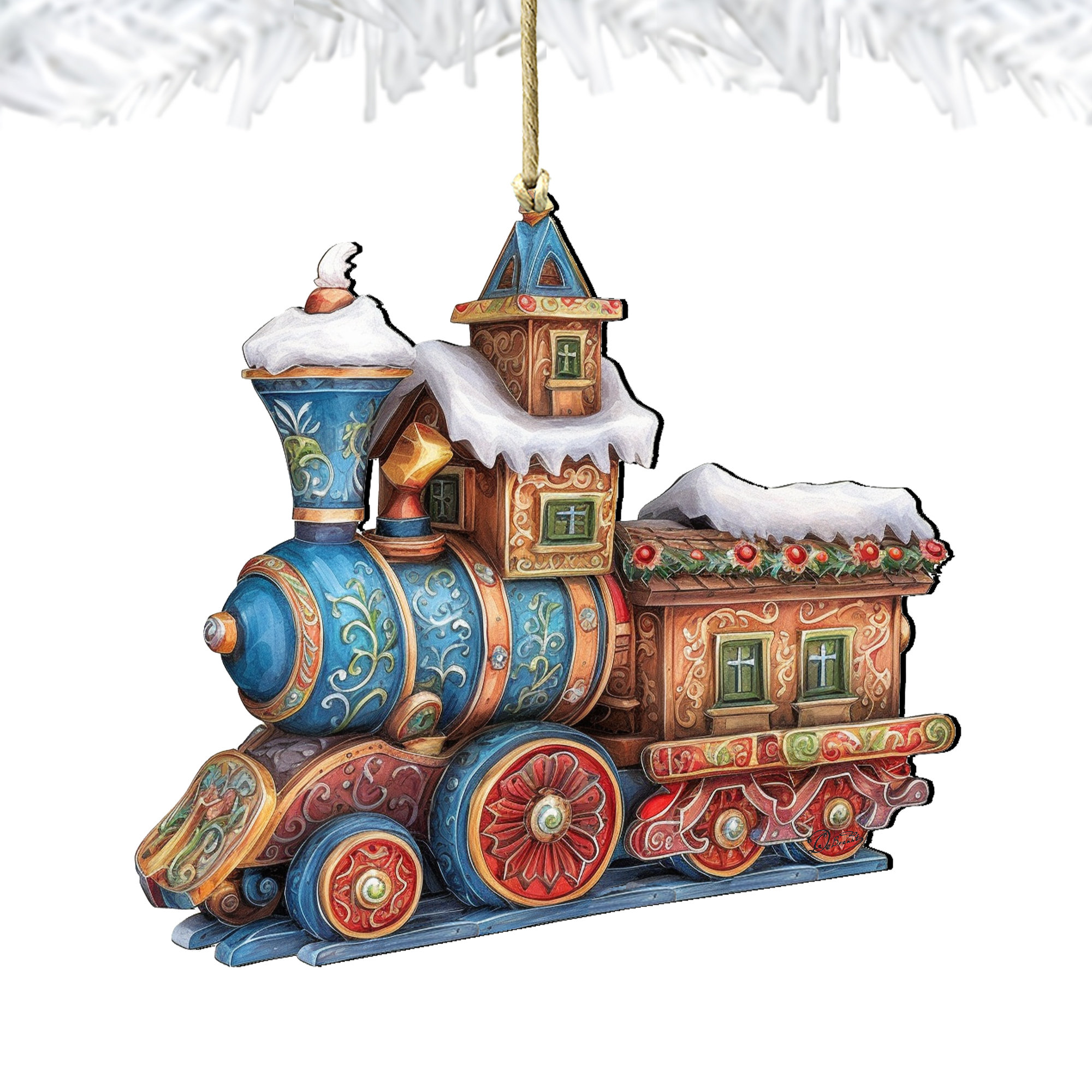 Wooden Christmas Train Ornament main image 1