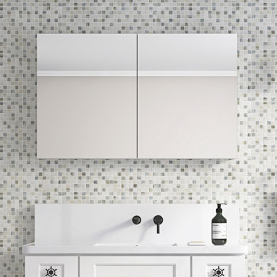 Armoire à pharmacie avec miroir de salle de bain l 48 po x H 30 po - Armoires à pharmacie à porte en bois pour salle de bain