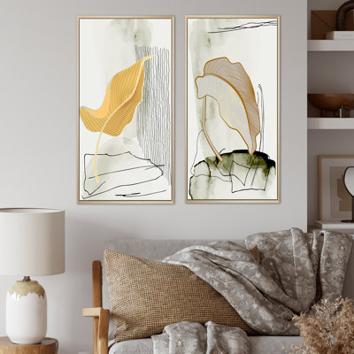 «Trendy Abstracts with Colorful Shapes», ensemble de 2 peintures