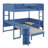 All-in-One Wood Loft Bed with Desk, Bedside Storage, Sofa and Lighting-1919781195