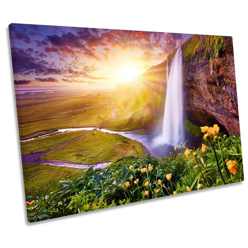 Seljalandsfoss Waterfall Iceland - Wrapped Canvas Print, 30.5cm H x  45.7cm W