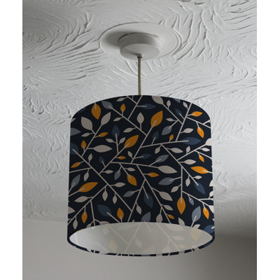 Geometric Abstract 22 cm H Drum Cotton Pendant Shade ( Uno )
