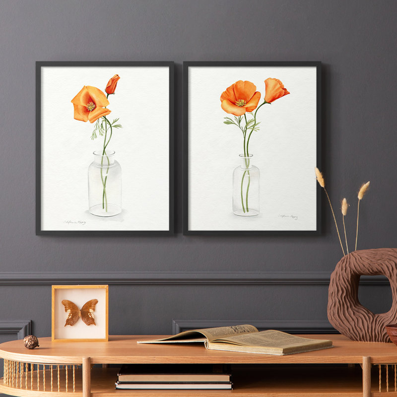 Vase californien I-Premium, impression encadrée prête à accrocher - aucun clou requis - aucun clou requis, H 21 po x l 34 po