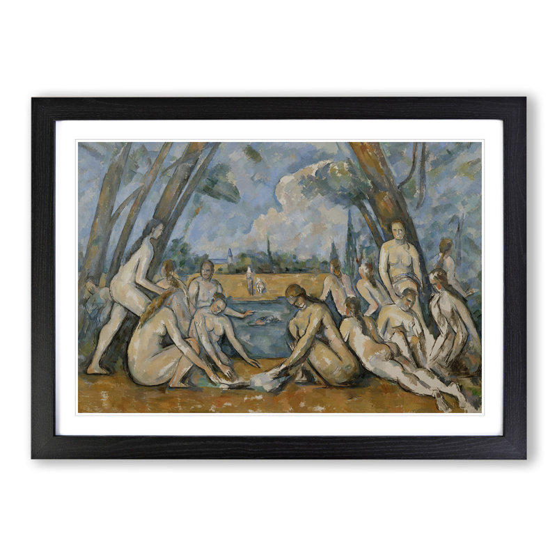 The Large Bathers by Paul Cezanne - Picture Frame Painting, 36cm H x 48cm W x 2cm D, Black