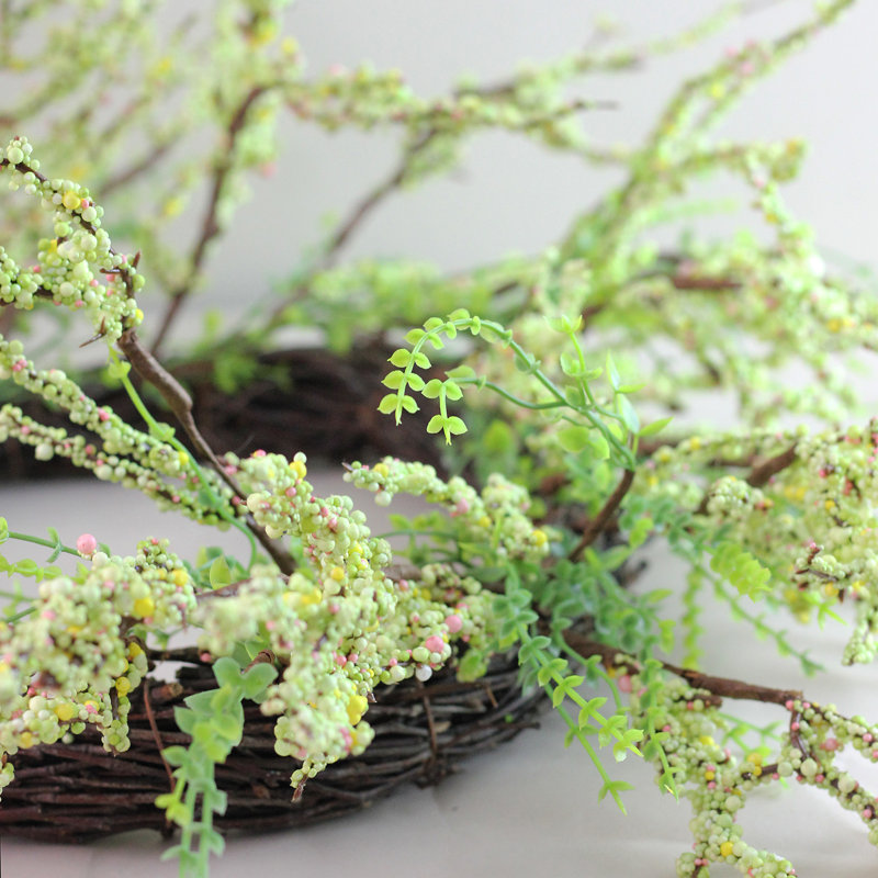 Berry Twig Artificial Wreath Green and Brown 12-Inch