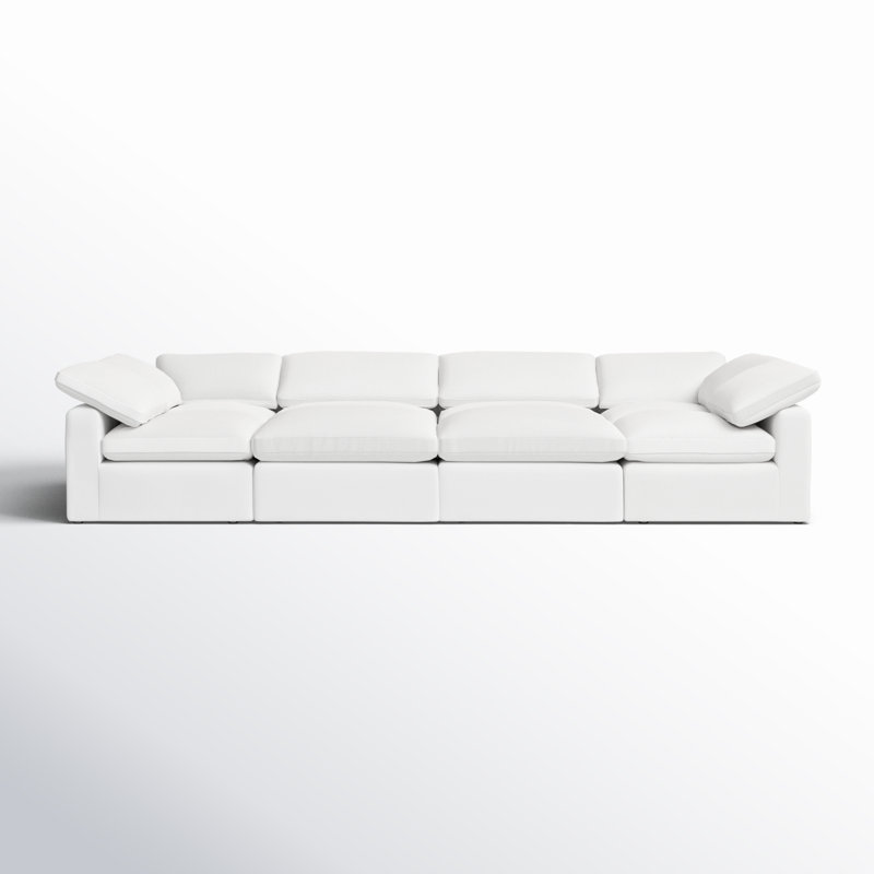 Wonardo Upholstered Sectional, Cotton White Fabric