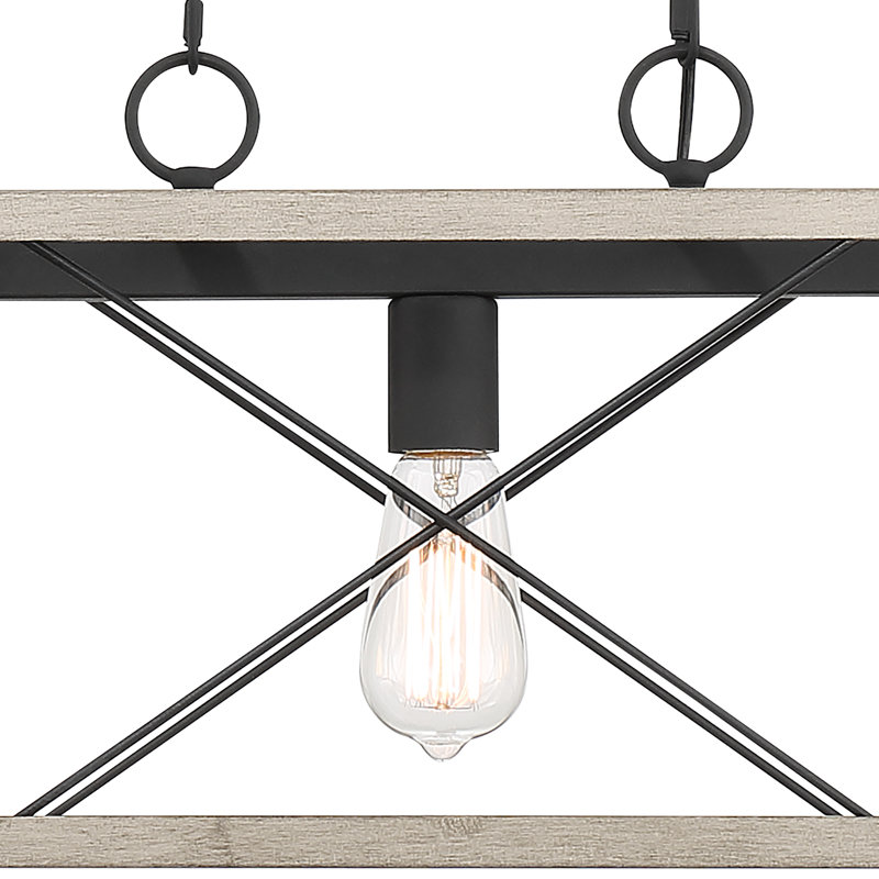 Lustre linéaire à 5 lumières pour îlot de cuisine Darlington, Bois flottant