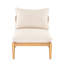 Canapé d'extérieur en forme de L en bois d'acacia, finition teck clair avec coussin beige