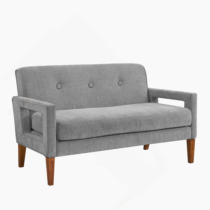 Causeuse moderne en chenille avec ressorts ensachés et pieds en bois massif pour plus de confort et de style, Gris