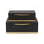 Ensemble de boîtes rectangulaires or Zynova - Faux chagrin crème-105511588-123807030
