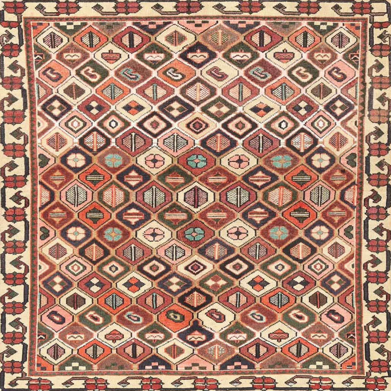 Tapis traditionnel rouge / beige Lavely, Rond 4 pi