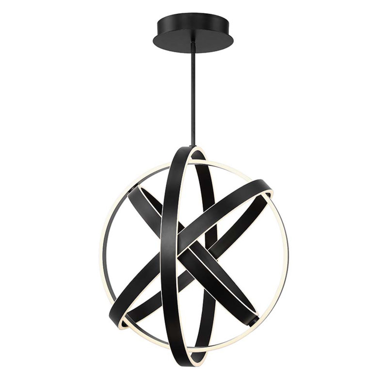 Kinetic 1-Light Globe Chandelier, 28" H x 28" W x 28" D, Black