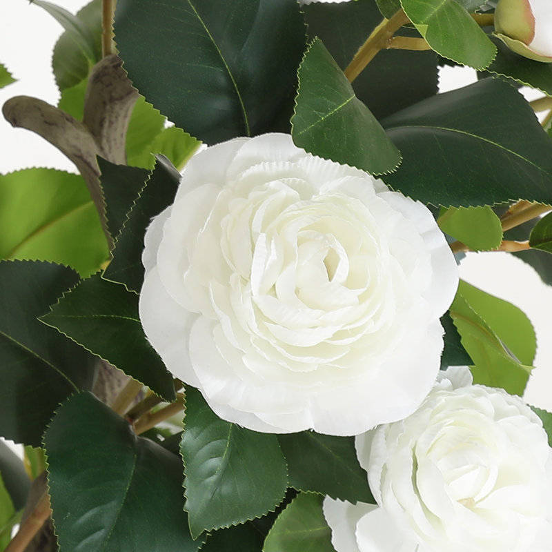 49.2" White Artificial Camellia Tree with LED Lights