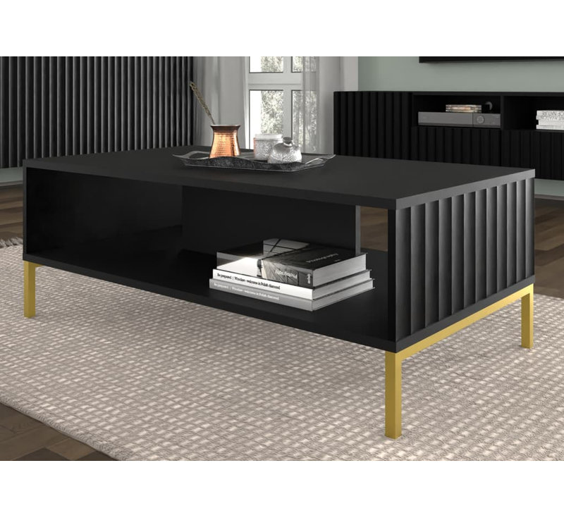 Merion Four Leg Coffee Table with Storage, Black