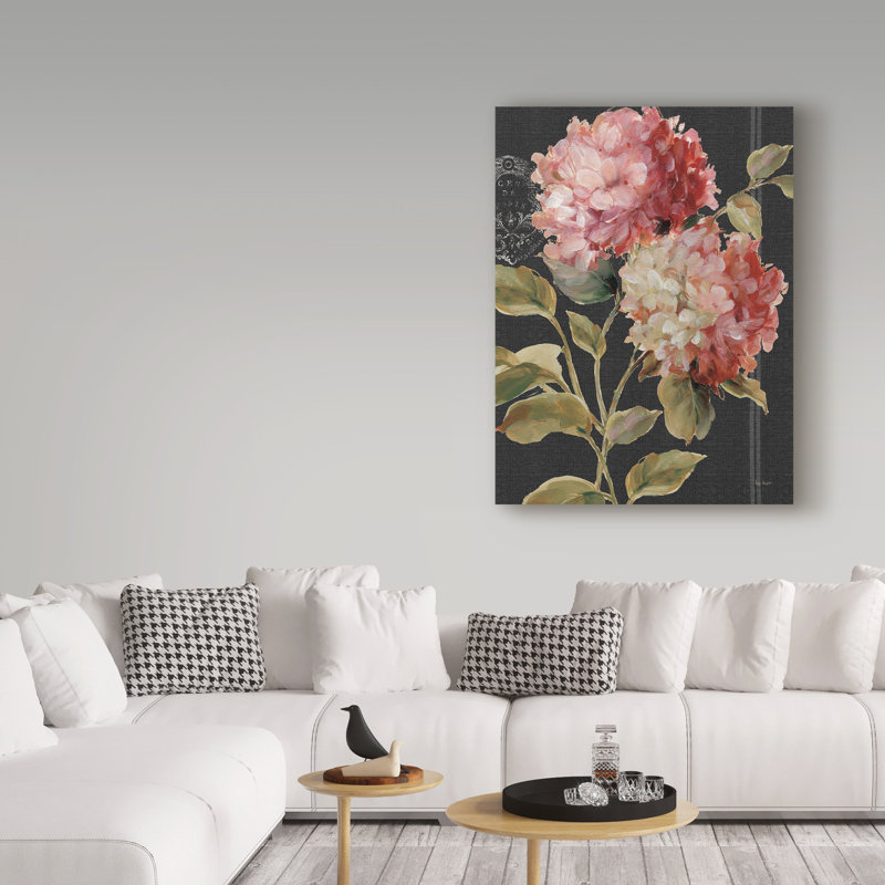 Harmonious Hydrangeas Pink and Green Canvas Wall Art