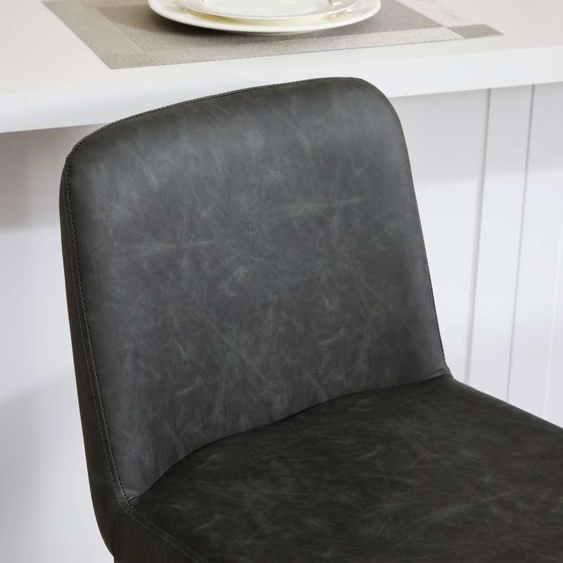 Upholstered Counter Stool With Metal Frame, Gray, Counter Stool (25.59” Seat Height), Black