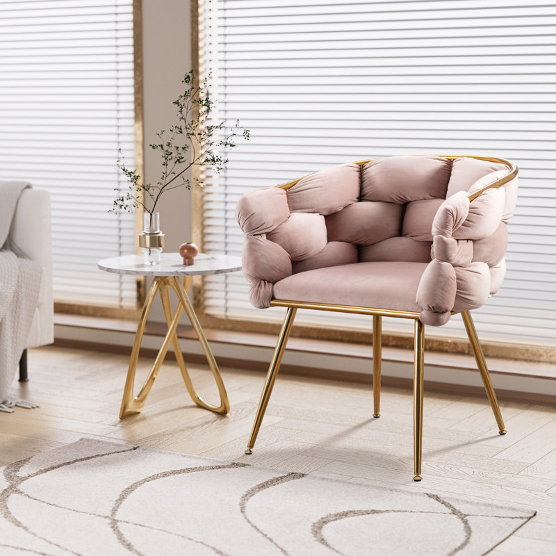 Hummera Upholstered Accent Chair, Pink Velvet, 2