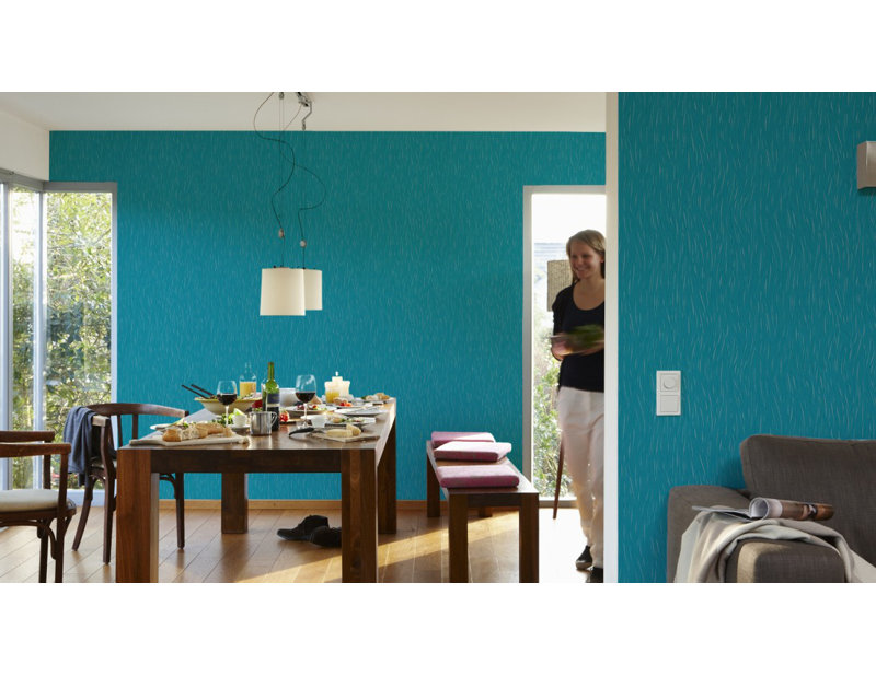 Pettitt 10.05m x 53cm Embossed Wallpaper Roll, Blue/Metallic