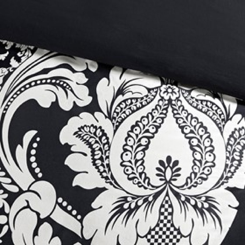 Ensemble de literie élégant en damas, coton, design noir chic, confort à la maison