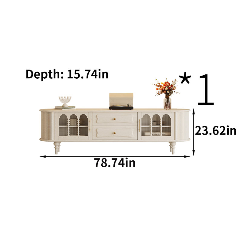Crédence de rangement en bois massif American, H 23,62 po x L 78,74 po x l 15,74 po