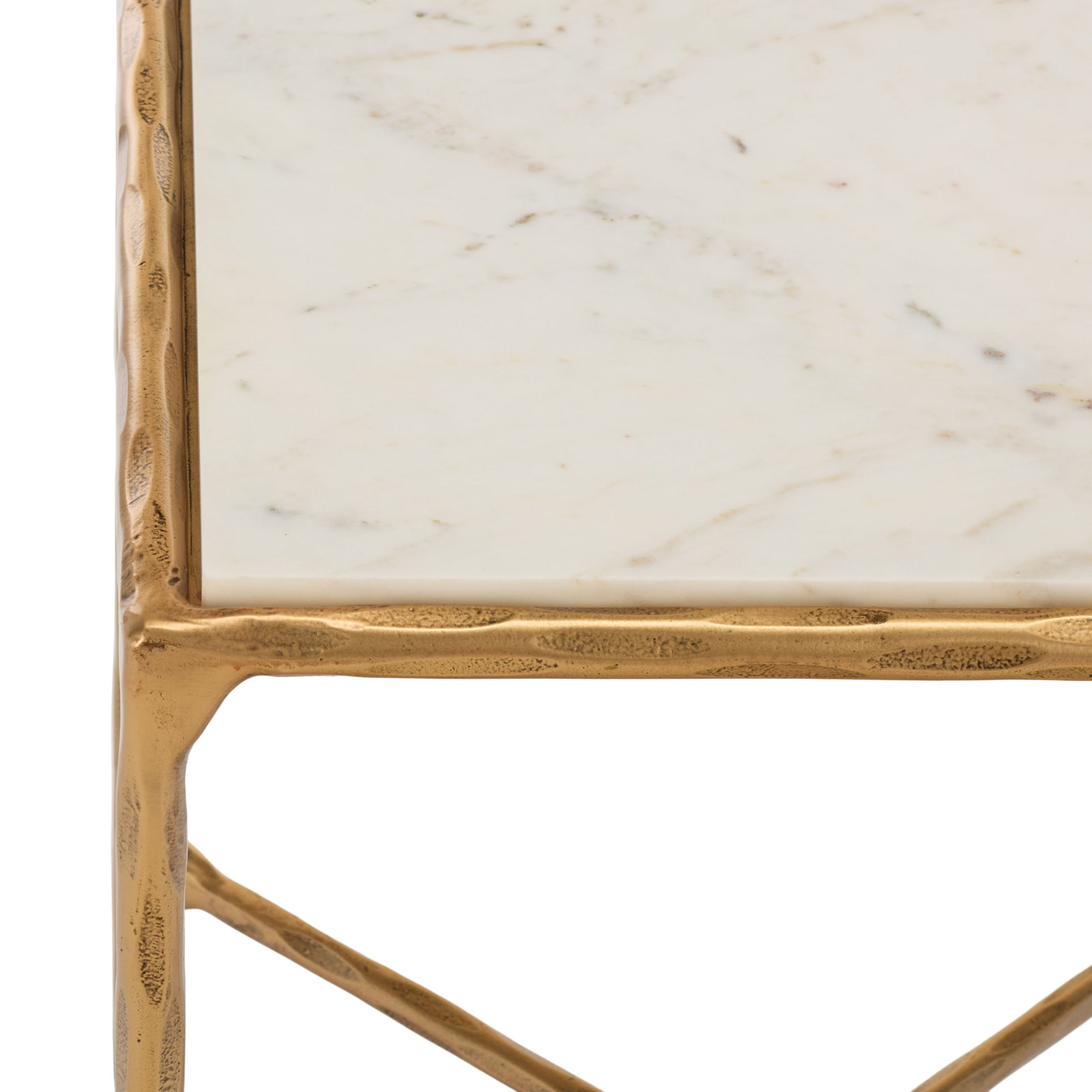 Evelynn 18" End Table, Brass, White Marble