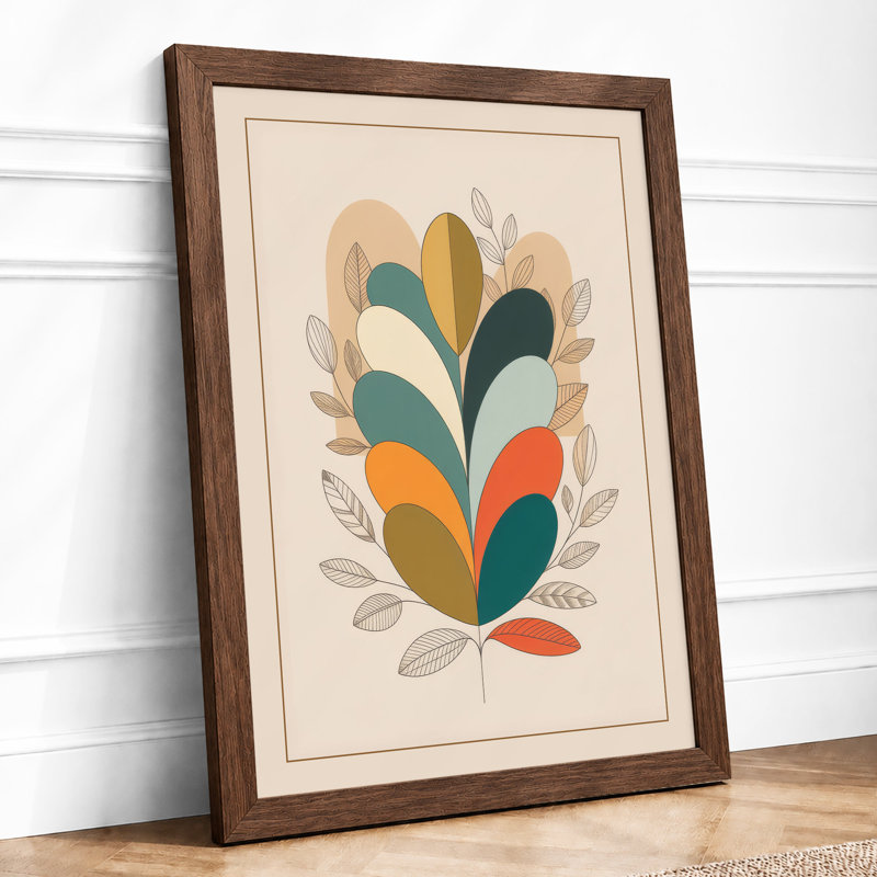 Geometric Botanica Botanical - Framed Print, Walnut, A3 - 42.0 x 29.7 cm
