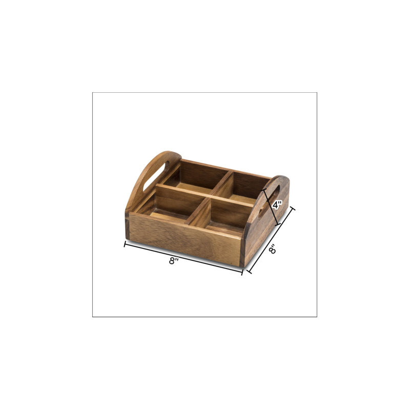 Acacia Wood 4 Compartment Snack Tray