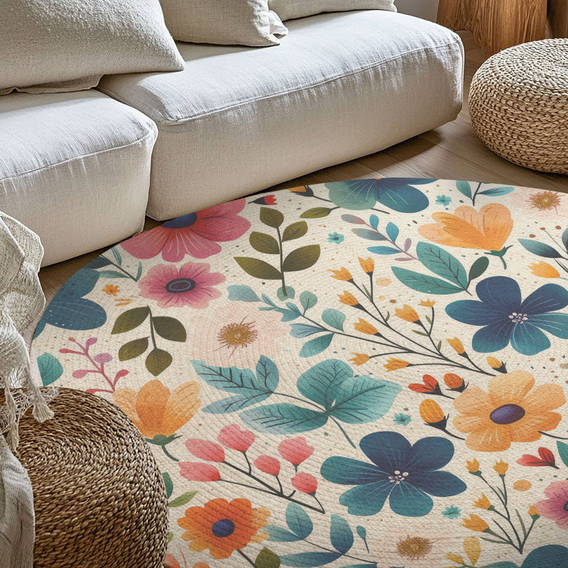 Tapis tressé Spring Blossom Dance, Rond 5 pi