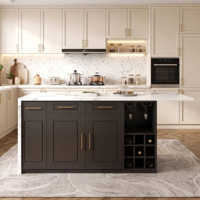 70.86''W Modern Kitchen Island with Power Outlet Storage Drawers and Wine Rack, Open-Concept Kitchen Home Bar Cabinet With Seating Area