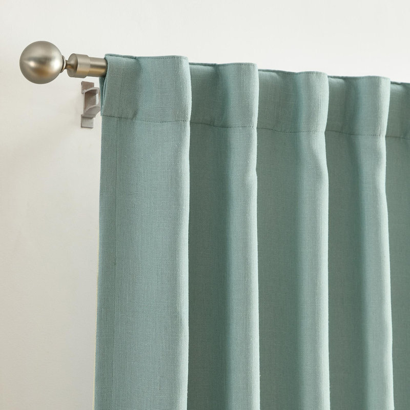Lenox Serene Blackout Window Curtain, Ivory - 52"W x 84"L, Spa Blue, 52"W x 108"L