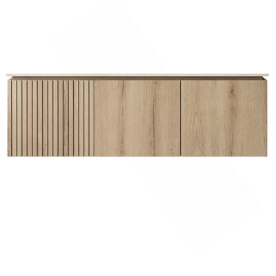 48" White Oak Woodgrain Plywood Cabinet With Double Doors And One Drawer, NO Basin And Top, NO Faucet And Sink Cover