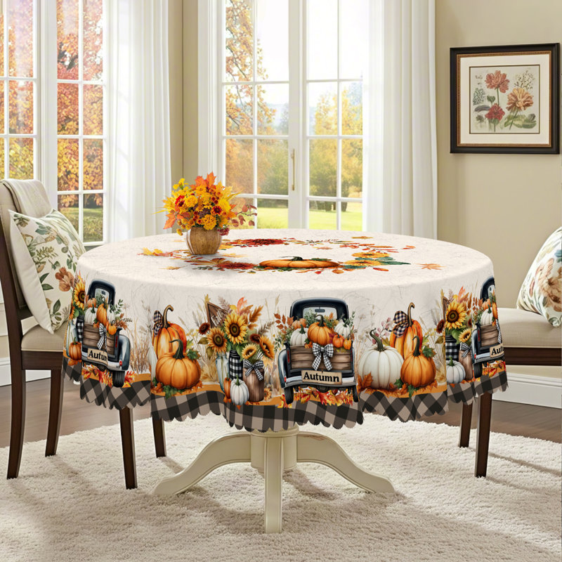 Nappe en polyester 1pc Autumn Decor, Rond 60 po