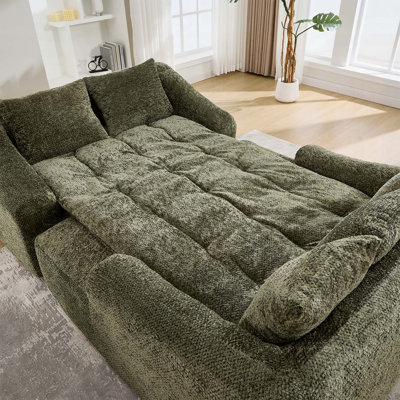 Chaise longue surdimensionnée pour l'intérieur, canapé-lit moderne en chenille à assise profonde avec coussins décoratifs et accoudoirs, canapé-lit pour le salon, chambre à coucher