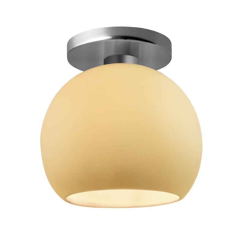 Plafonnier semi-encastré Radiance, H 9 po x l 10 po x P 10 po, Jaune pâle / nickel brossé, Nickel brossé