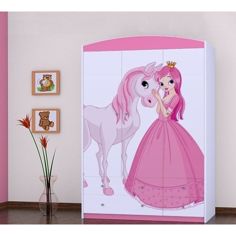Javonte 3 Door Wardrobe, Pink